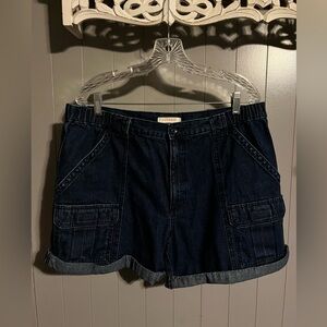 Savane men's comfort hiking denim cargo shorts dark wash